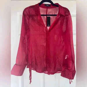 Lulu’s Sheer Button Down Women’s Large Shirt